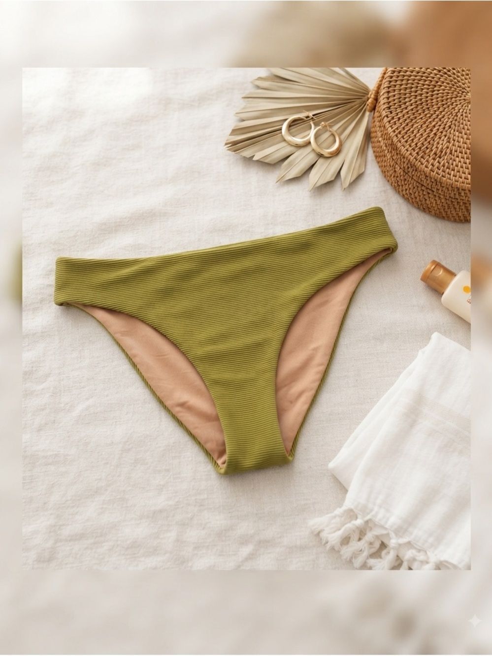 J crew Ribbed high-rise cheeky bikini bottom